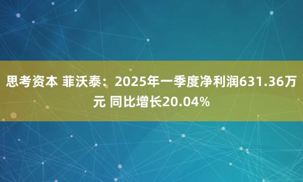 思考资本 菲沃泰：2025年一季度净利润631.36万元 同比增长20.04%